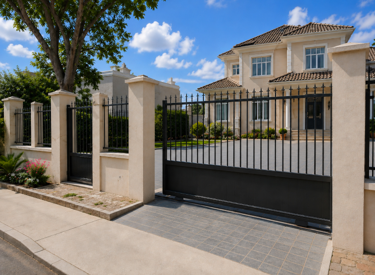 Portail-barreaux-classique-aluminium-Dryade