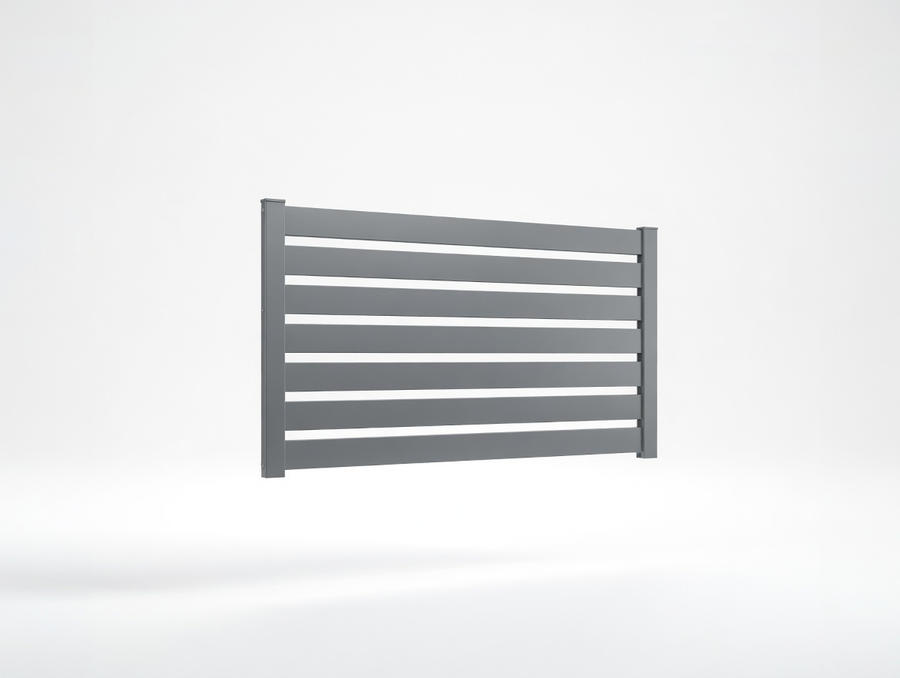 Clôture aluminium à barreaux horizontaux moderne pour jardin et terrasse