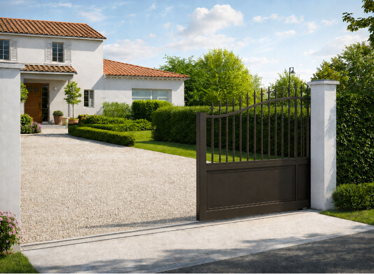 Portail coulissant traditionnel en aluminium sur mesure